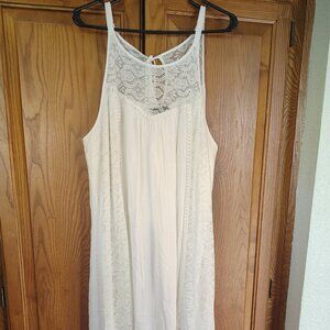 Anthropologie NAIF White Breezy Flowy Dress Boho Sz 2x Brand New Maxi